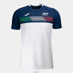 Joma chemise à manches courtes au tennis italien et à la Fédération des palettes blanc bleu marine - Joma France 848X8P157