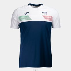 Joma chemise à manches courtes au tennis italien et à la Fédération des palettes bleu marine blanc - Joma Paris 848X8P330